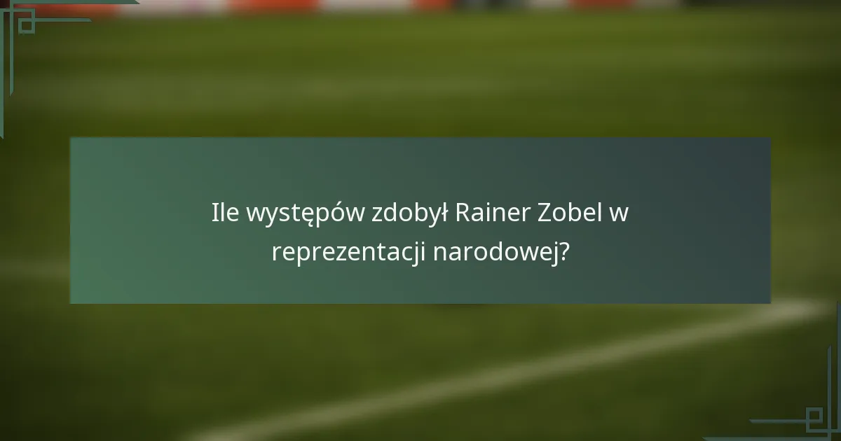 Ile występów zdobył Rainer Zobel w reprezentacji narodowej?