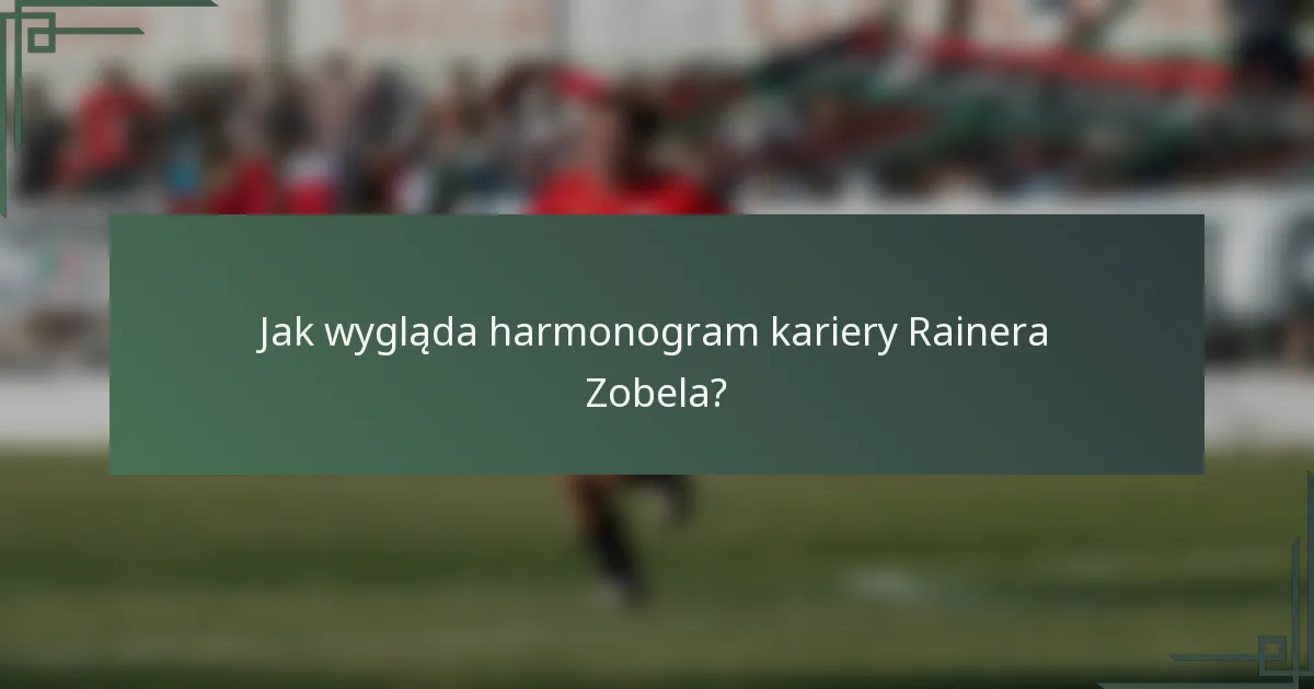 Jak wygląda harmonogram kariery Rainera Zobela?